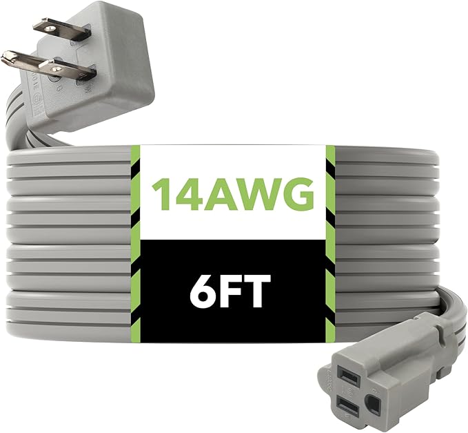 BN-LINK 6ft Air Conditioner Extension Cord, 14 Gauge Heavy Duty Power Cord by BN-LINK