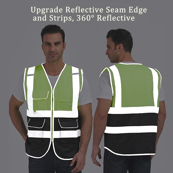Custom Safety Vest with Logo Pockets High Visibility Reflective Vests - Image 2