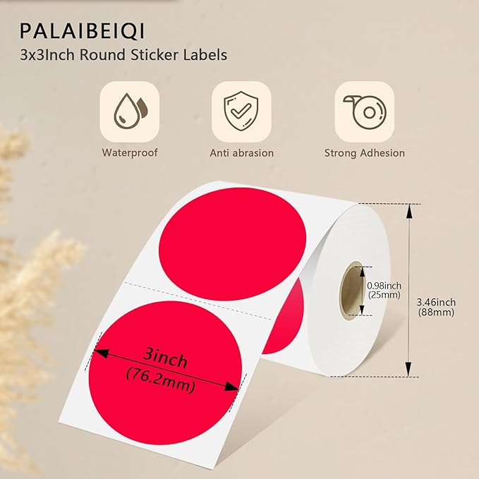 3 X 3 Inch Round Thermal Labels Circle Color Coding Labels Printable Waterproof - Image 3