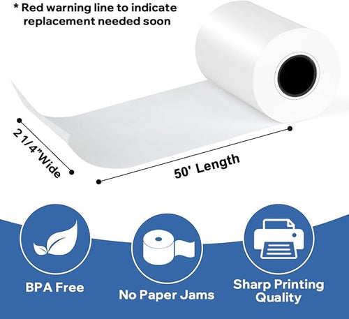 2 1/4" x 50' Thermal Receipt Paper Rolls 50 Rolls, BPA Free Receipt Paper - Image 2