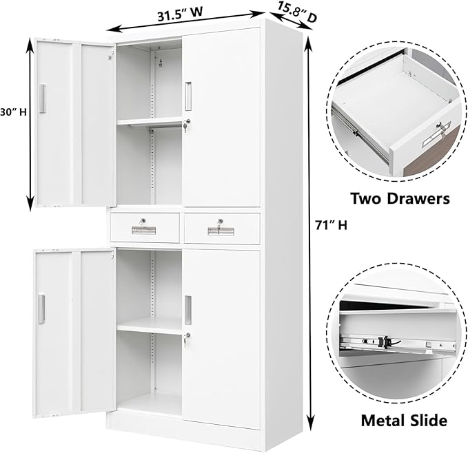 BESFUR 71“H Metal Storage Cabinet - Image 3