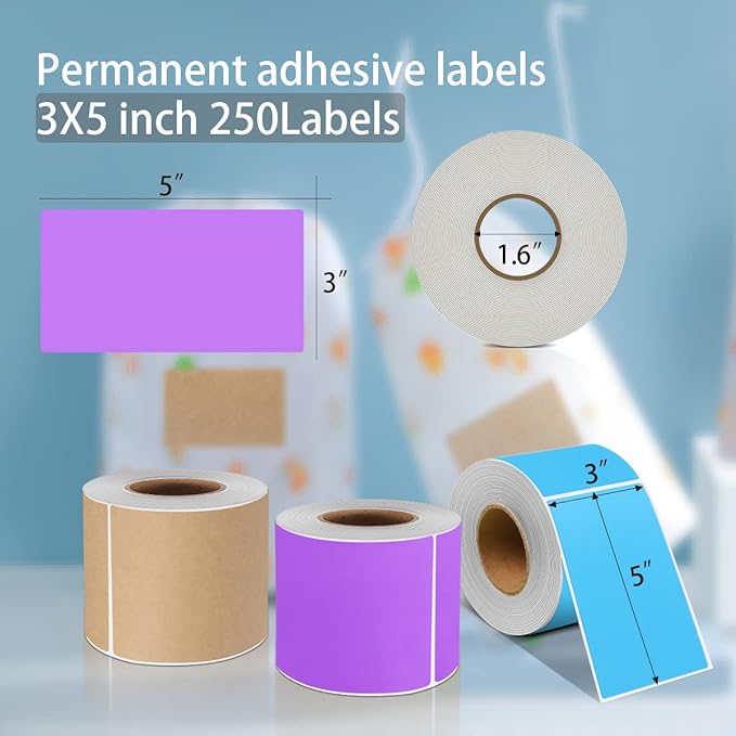PARLAIM 3 X 5 Inch Rectangle Adhesive Color Coding Stickers, Square Purple - Image 2