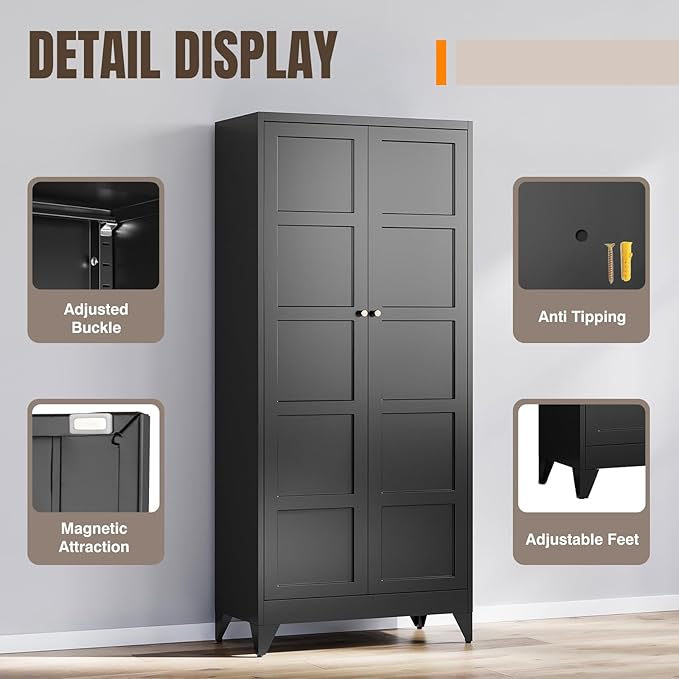 Yizosh Metal Pantry Cabinet, - Image 4