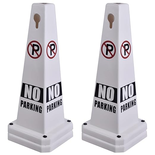 OrangeStar No Parking Cones 4-Pack, 26.5" Large 4-Sided Traffic Cones by OrangeStar