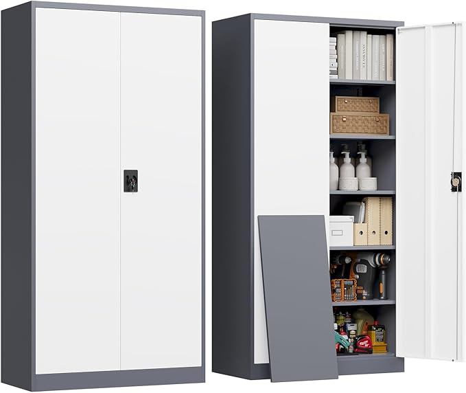 Metal Cabinet, Locking Storage Cabinet by LISSIMO