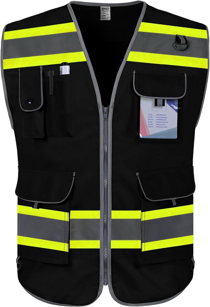 TCCFCCT Hi Vis Vest 9 Pockets High Visibility Reflective Safety Vest by TCCFCCTPROFESSIONALSAFETYSOLUTIONS