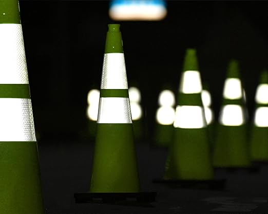 Fluorescent Orange/Green PVC Traffic Cones, Heavy Black Base Parking Lot Cone - Image 3