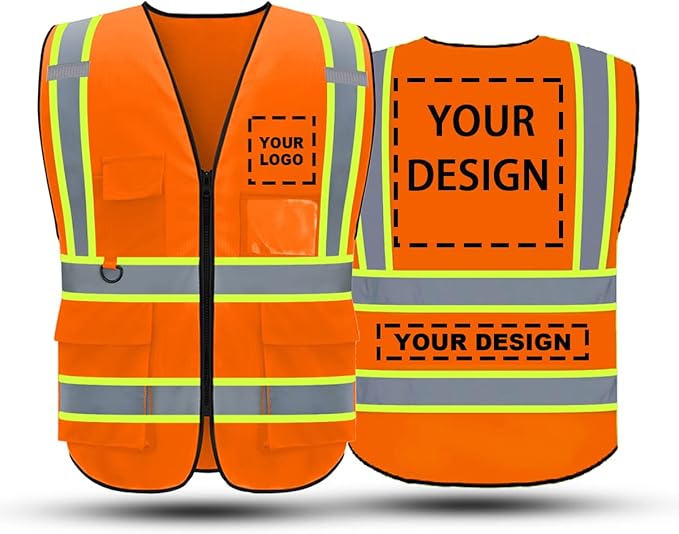 BeautyWill Custom Safety Vest Logo Class 2 High Visibility Reflevtive Vest by BeautyWill