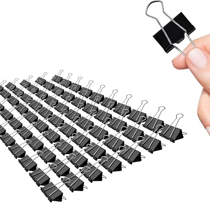 Medium Binder Clips, 72 Pack, 1 Inch, Standard 25mm, Small Fold Clamp, Capacity by Makanu