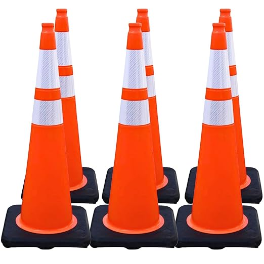 BESEA 6 Pack 36” Traffic Cones Orange Safety Road Cones by BeSea