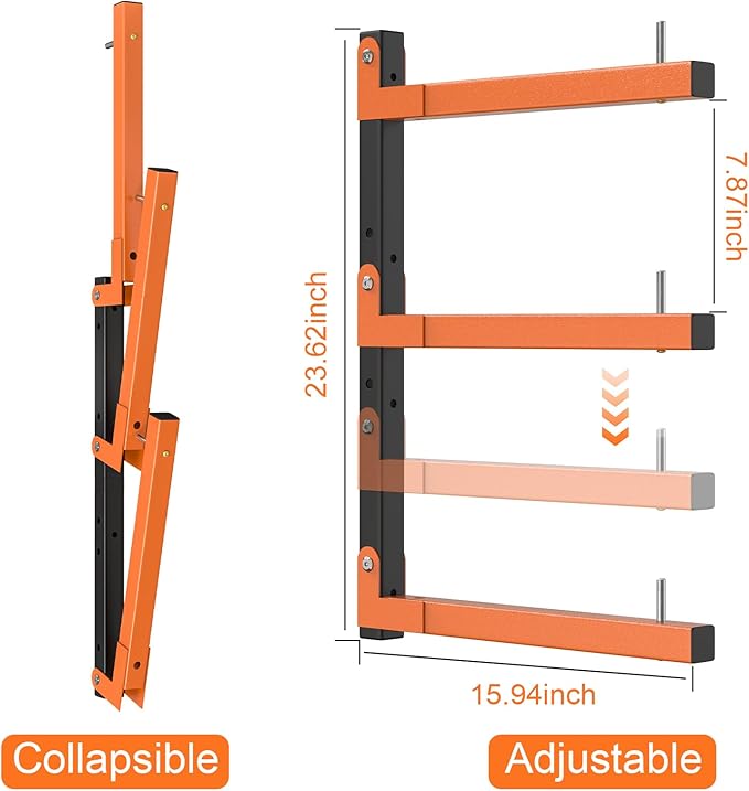 Lumber Storage Rack, Upgrade Folding Lumber Rack Wall Mount, Heavy Duty Metal 9 - Image 3