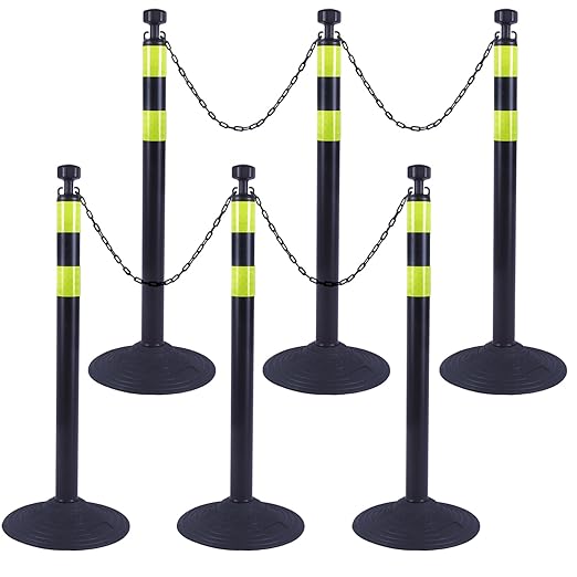 6 Pack 39 Inch Black Traffic Delineator Posts by vilmon