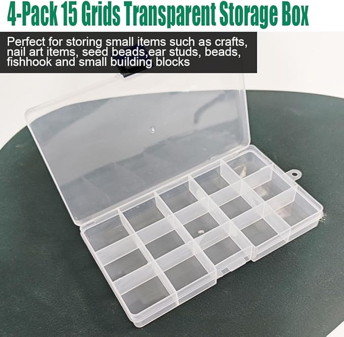 4 Pcs 15 Grids Clear Organizer Box Plastic Storage Container - Image 4