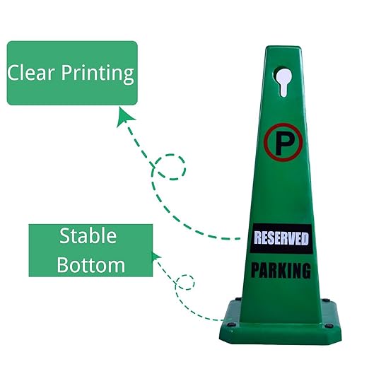 BESEA 4Pack No Parking Cone Green Caution 4 Sided No Parking Cone Reserved - Image 6