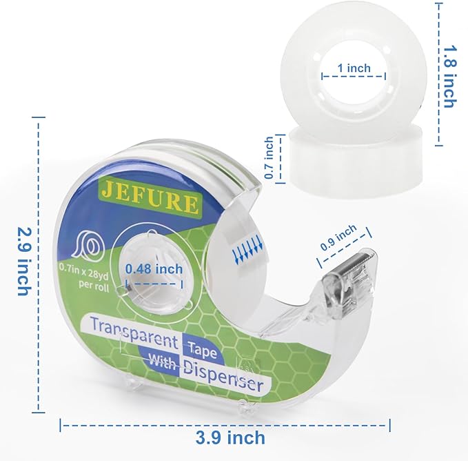 18 Pcs Transparent Tape with Dispenser, 0.7 x 1000 in Clear Tape Rolls Bulk - Image 2