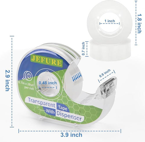18 Pcs Transparent Tape with Dispenser, 0.7 x 1000 in Clear Tape Rolls Bulk - Image 2