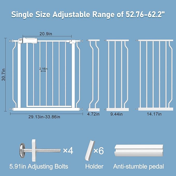 ALLAIBB Extra Wide Pressure Mount Baby Gate Auto Close White Metal Child Dog - Image 4