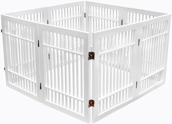 Pet Dog Gate Strong and Durable Freestanding Folding Acacia Hardwood Portable - Image 9