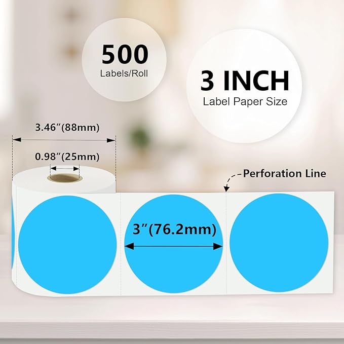 3 X 3 Inch Color Coding Dot Labels Circle Thermal Printable Waterproof 500 Pcs - Image 3