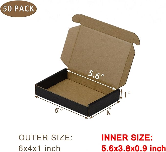 50 Pack 6x4x1 Inches Small Shipping Boxes, Moving Mailing Packing Box - Image 2