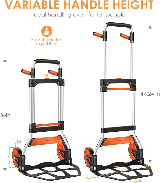Dolly Cart, 309 lb Aluminum Folding Hand Truck - Image 2