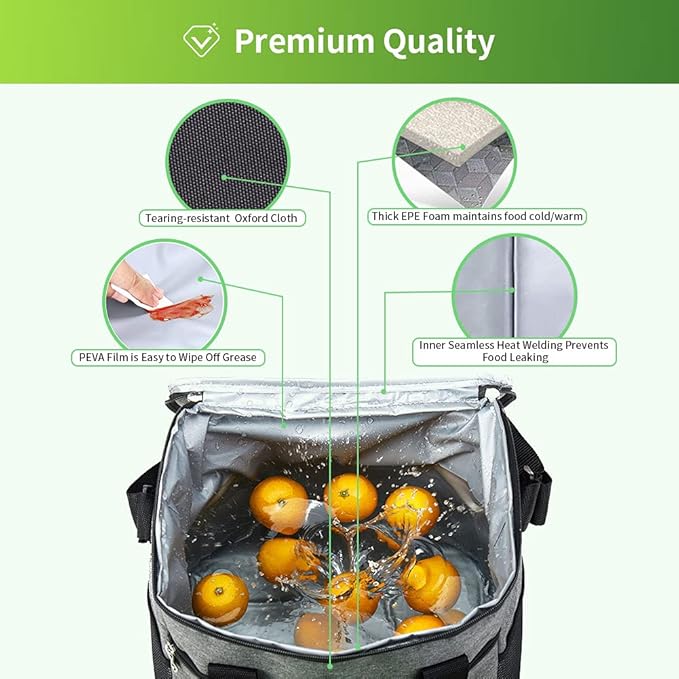 iknoe Large Cooler Bag Collapsible 24 Can Insulated Bags Leakproof Lunch Cooler - Image 4