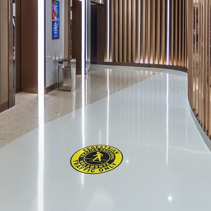 Spanish Safety Signs Floor Decals Pedestrian Traffic Only Yellow Anti-Slip - Image 3