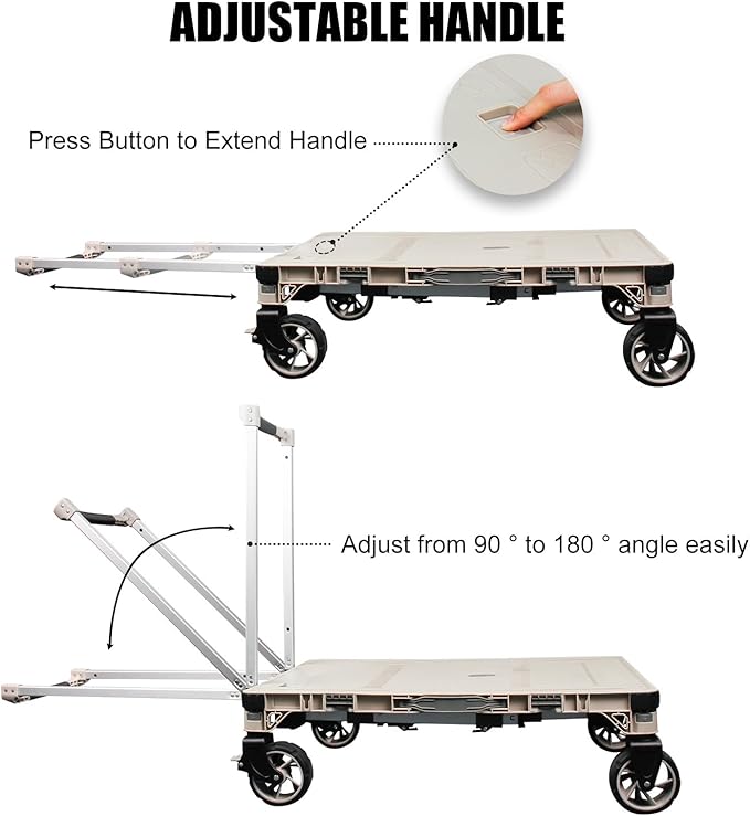 3 Pieces Camping Table Cart Set Multi-Purpose Used as Picnic Table & Dolly & - Image 7