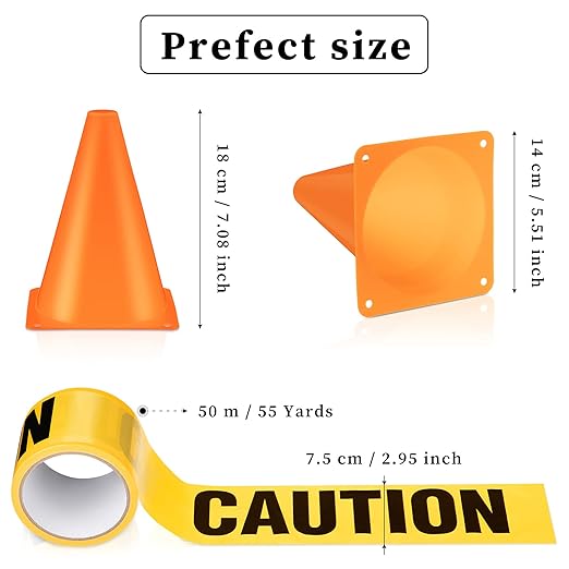 Frienda 11 Pcs Construction Birthday Party Supplies Plastic Traffic Cone - Image 3