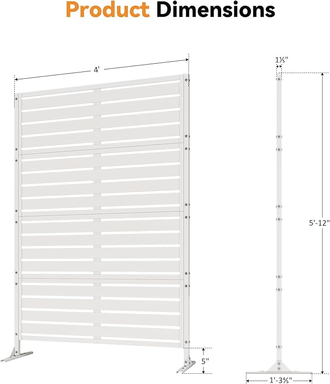 Modern Shade Metal Privacy Screen 72" H x 48" W, Freestanding Decorative - Image 3