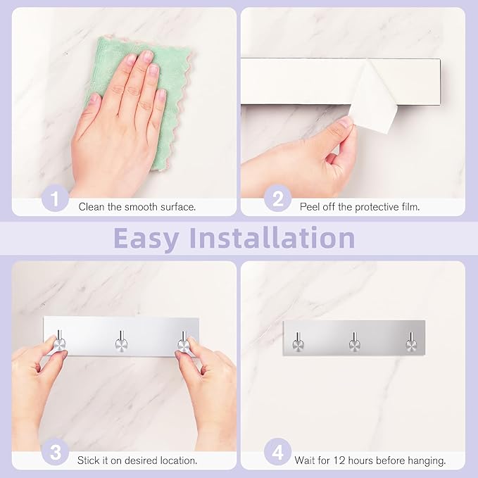 VIS'V Key Holder Wall Mount, Small Metal Self Adhesive Key Hanger - Image 7