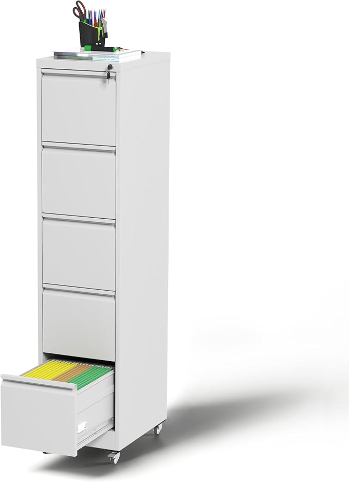 5 Drawer Mobile File Cabinet, Under Desk File Cabinet, Metal Filing Cabinets by VIYET