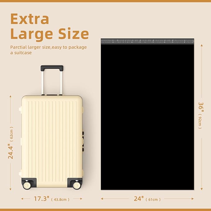 Fuxury Poly Mailers Large 24x36" 25 Pcs, XXL Shipping Bags Bulk - Image 2