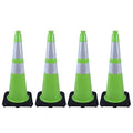 4 Pack 28 Inch Green PVC Traffic Cones Black Base Stable Flexible, Road Safety by OranclUS