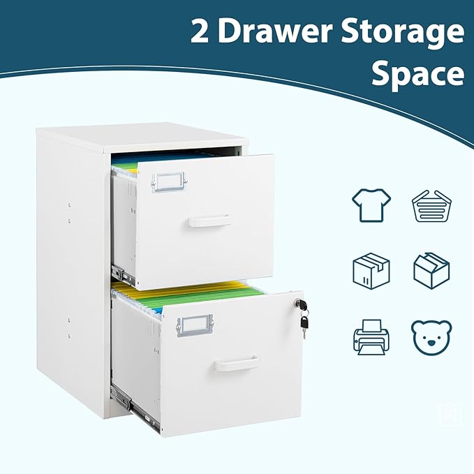 MIIIKO 2 Drawer Filing Cabinet - Image 8