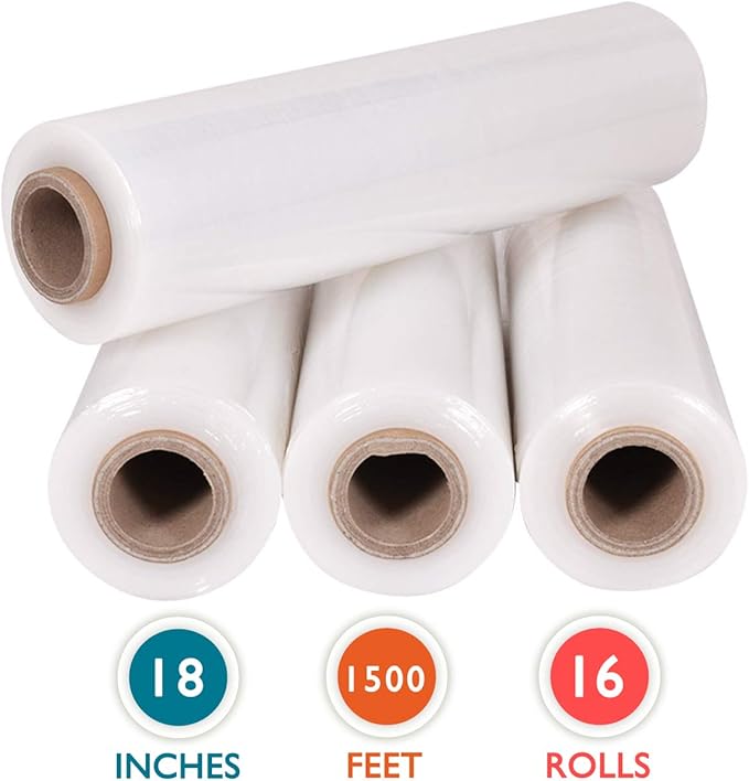 16 Rolls 18" x 1500 Ft Stretch Wrap Heavy Duty, Industrial Strength Shrink Wrap - Image 2