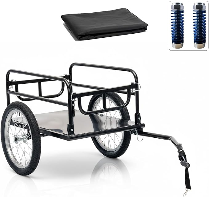 Bike Cargo Trailer with Spring Suspension, Bicycle Wagon Cart, Handle Cart 160 by Unknown