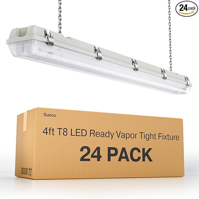 Sunco LED Ready Fixture for Garage Ceiling, 4ft Shop Lights Holds 2 LED Tube by SuncoLighting