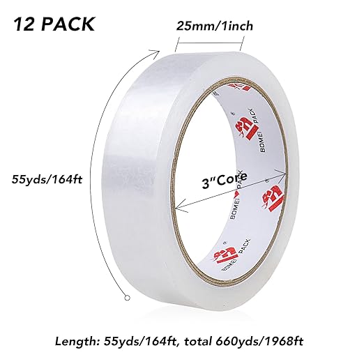 BOMEI PACK Clear Tape, 1 Inch x 164 Ft, Transparent Tape Refills, Strong Gift - Image 2
