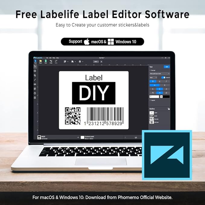 Phomemo Label Maker, M220 Barcode Printer, - Image 9