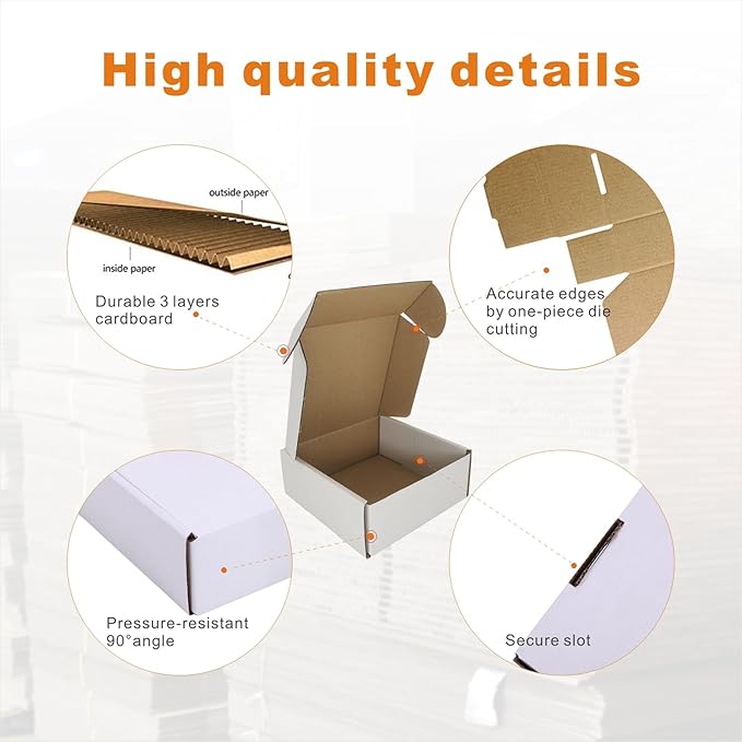 50 Pack 5x5x2'' Small Shipping Boxes, Corrugated Cardboard Mailers - Image 3