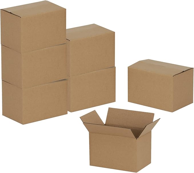 6x4x4 inches Shipping Boxes 50 Pack, Kraft Corrugated Small Cardboard Boxes by GHEIR