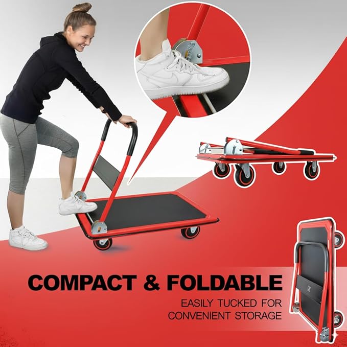 Push Cart Dolly by Wellmax, Moving Platform Hand Truck, Foldable - Image 5