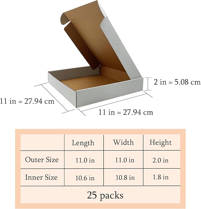 11x11x2 Inches Shipping Boxes Set of 25, E-Commerce Packaging Mailing Boxes - Image 5