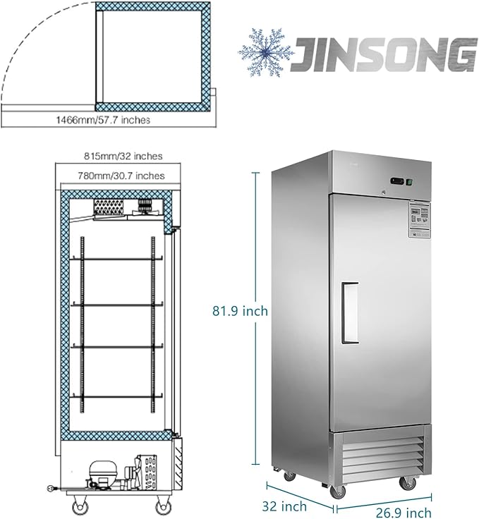 JINSONG 27" Commercial Refrigerator - Image 7