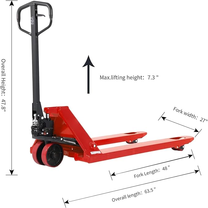 Tory Carrier Hand Pallet Jack Truck 6600 Lb. Capacity Manual Pallet Trucks 27 x - Image 2