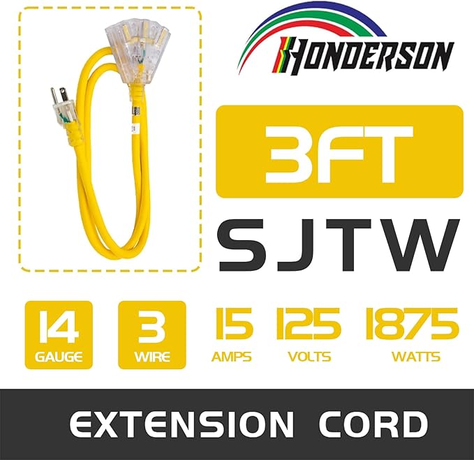 3-Outlets Extension Cord Weatherproof - Image 2