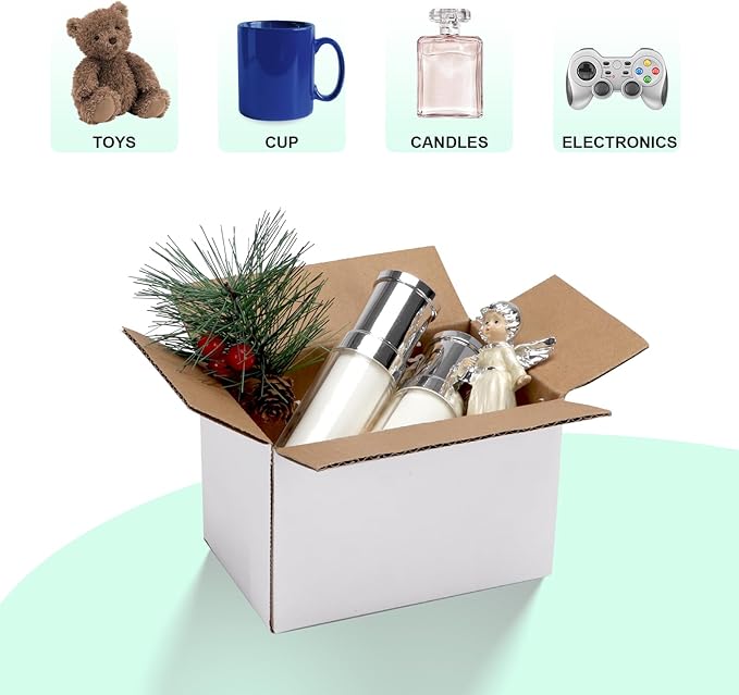 PETAFLOP Cardboard Boxes 6x4x4 Shipping Boxes White Kraft Corrugated Small - Image 4