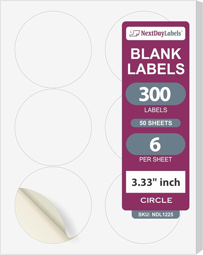 NextDayLabels 3.33 Inch Round Stickers by NextDayLabels