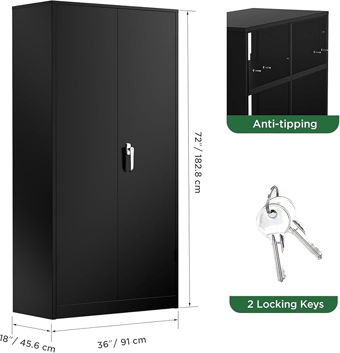 Greenvelly Metal Cabinet with Lock, Locking Cabinet - Image 3